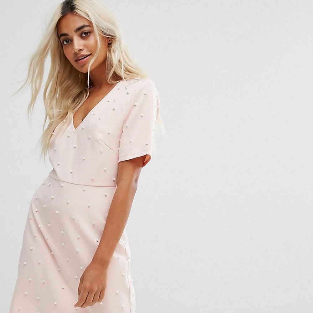 ASOS Pink Pearl T-shirt Dress